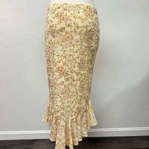 Floral yellow midi skirt